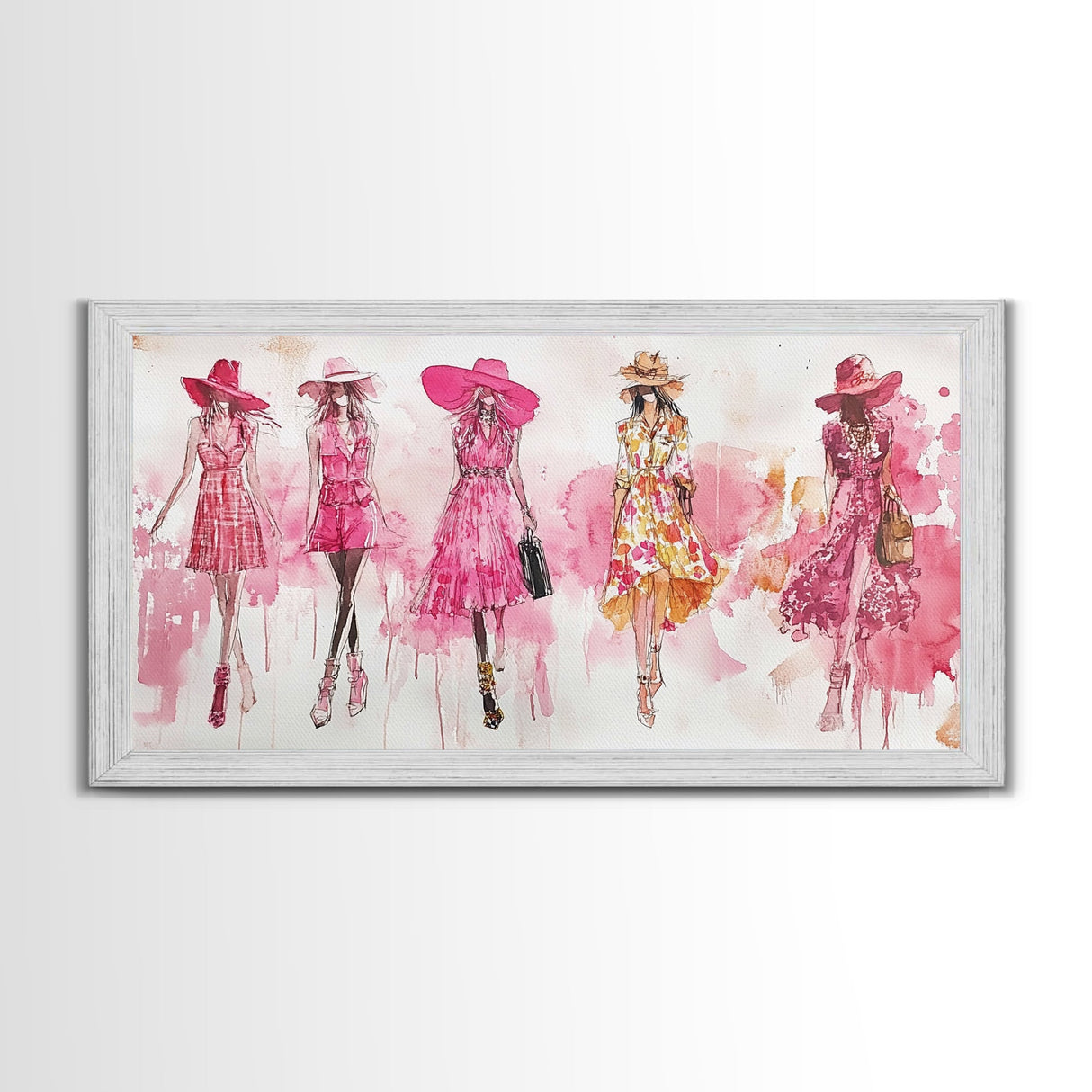 Fashion Sketch Canvas Print Pink Wall Art Whimsical Decor Fashionista Gift Idea Artistic Living Room Accent Modern Feminine Aesthetic