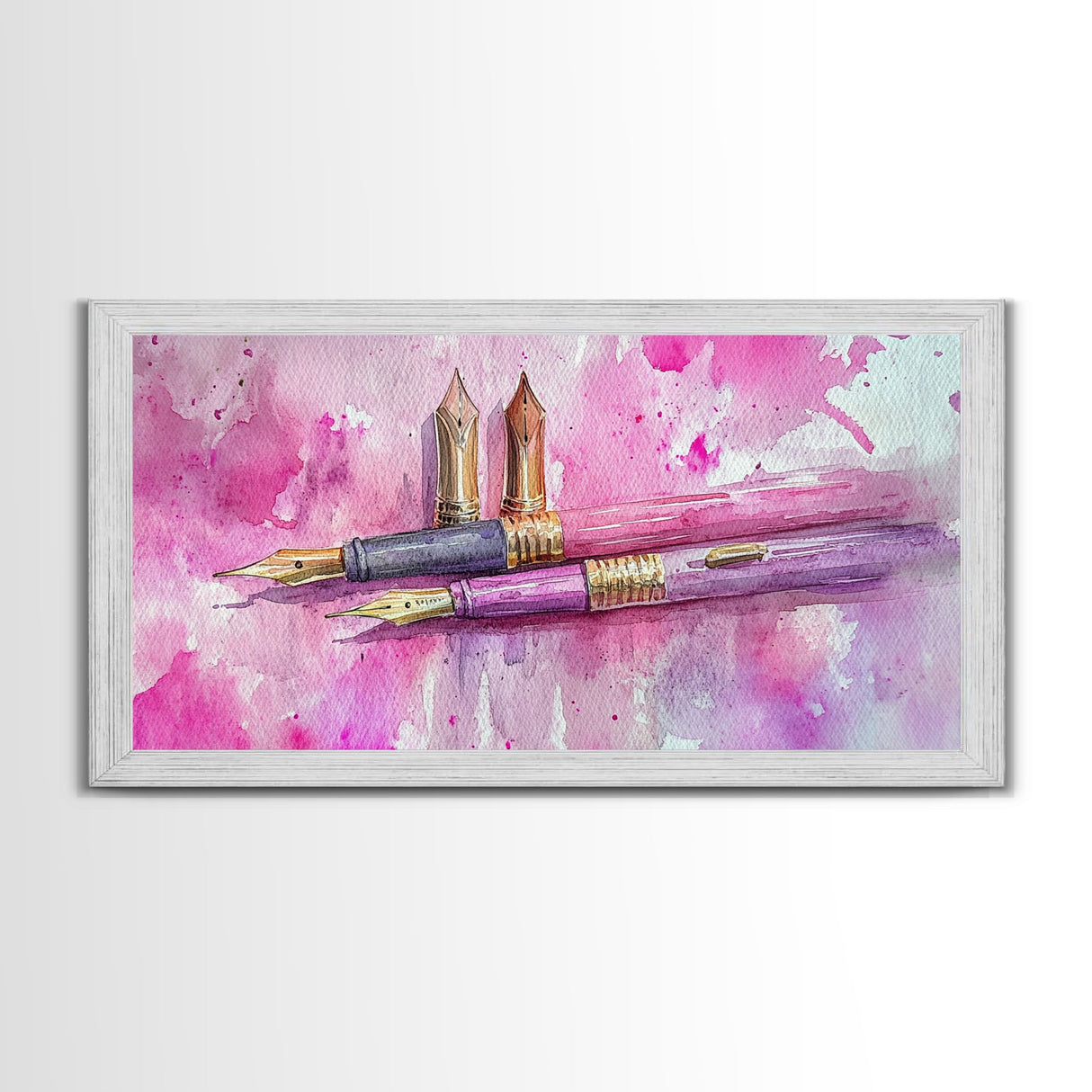 Elegant Fountain Pen Canvas Print | Pink Abstract Art | Stationery Inspired Wall Art | Unique Study Room Decor | Framed Office Art