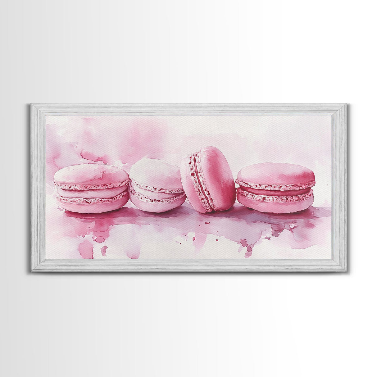 French Macaron Canvas Print | Pink Kitchen Wall Art | Food Inspired Artwork | Framed Pastel Dessert Art | Unique Dining Room Decor