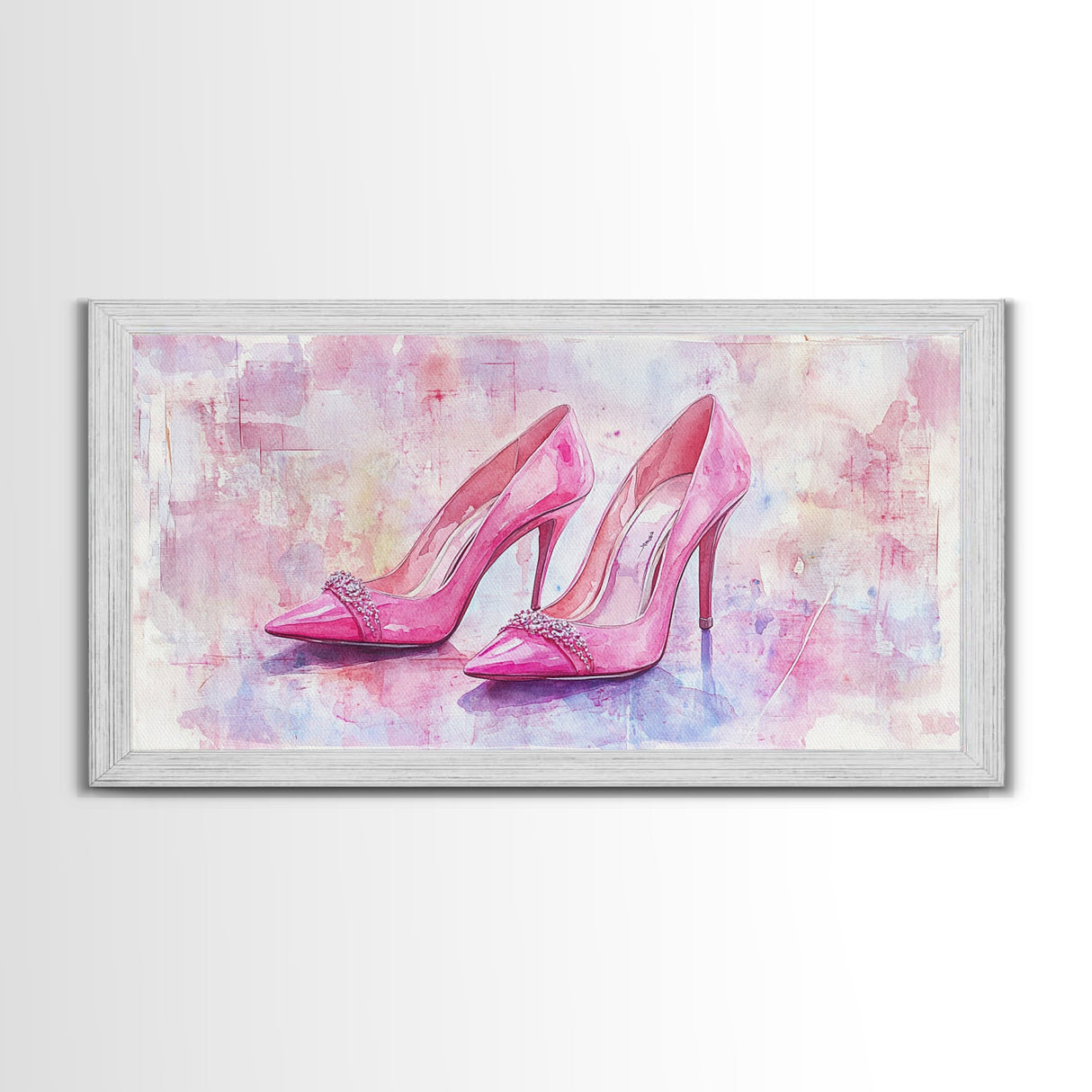 Glamorous Pink High Heels Canvas Print, Fashion Art, Whimsical Room Decor, Light Pink Wall Art, Feminine and Stylish Bedroom Art
