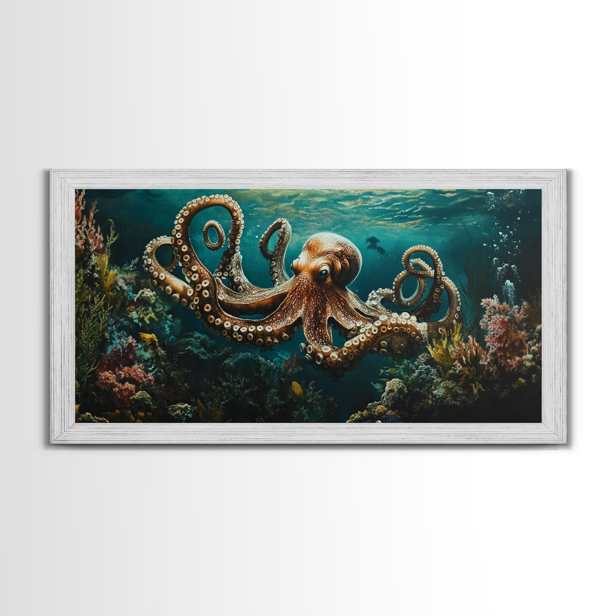Magnificent Octopus Canvas Print Nautical Wall Art Coastal Decor Rustic Living Room Art Above Couch Art Gift Idea