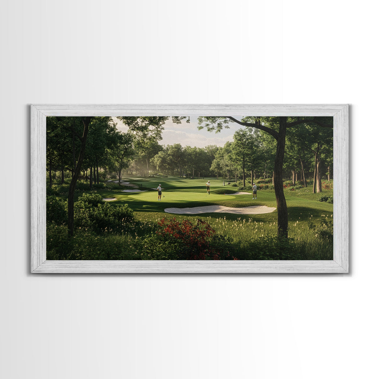 Green Golf Landscape Canvas Print Panoramic Rustic Decor Above Sofa Art Horizontal Artwork Gift Idea Living Room Wall Art