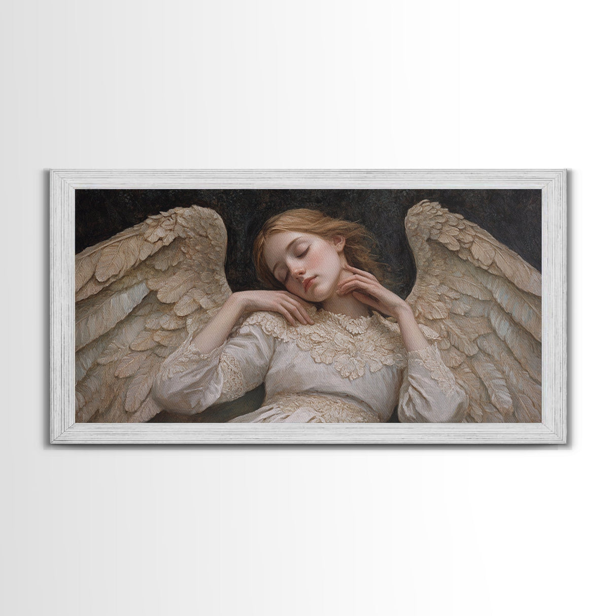 Sleeping Angel Peace Canvas Print Featuring Angel Art Prints and Wabi Sabi Art Perfect Bedroom Wall Art Above Bed Wall Decor