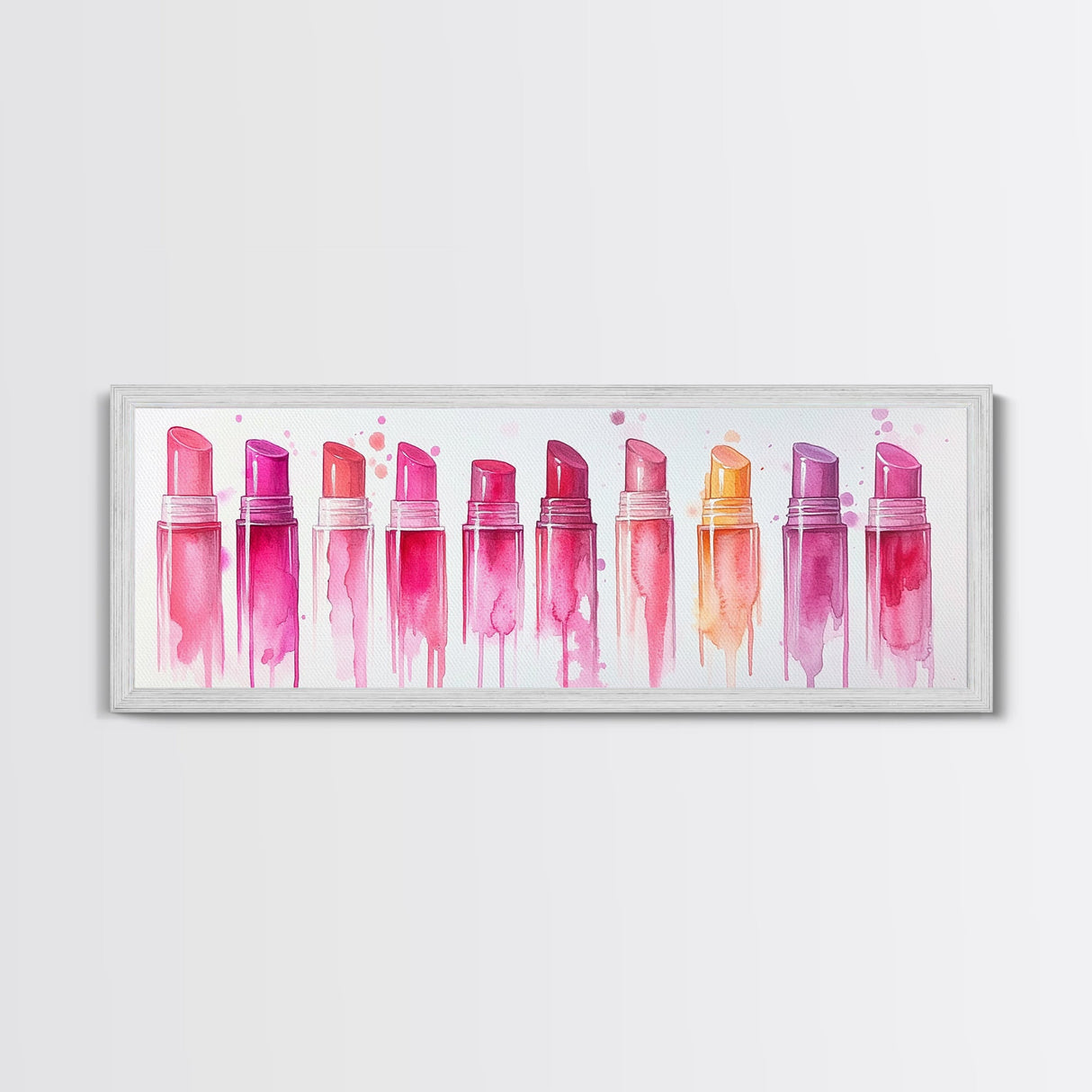 Vibrant Lipstick Shades Canvas Print, Pink Makeup Wall Art, Feminine Bedroom Decor, Whimsical Beauty Room Artwork Gift Idea