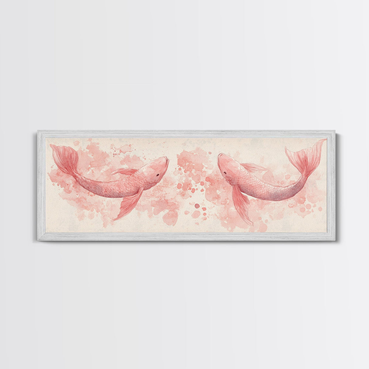 Koi Fish Canvas Print Light Pink Wall Art Whimsical Art Bedroom Decor Living Room Art Cottagecore Aesthetic Horizontal Wall Art