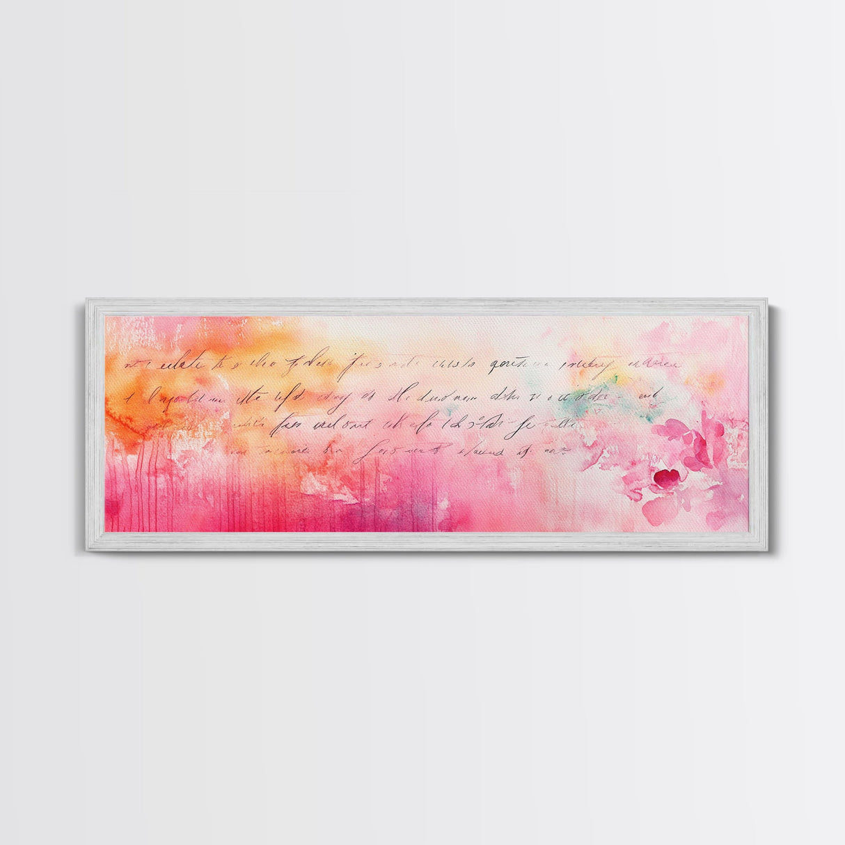 Abstract Script Canvas Print Pink Orange Wall Art Light Pastel Decor Modern Bedroom Artistic Boho Minimalist Horizontal Art