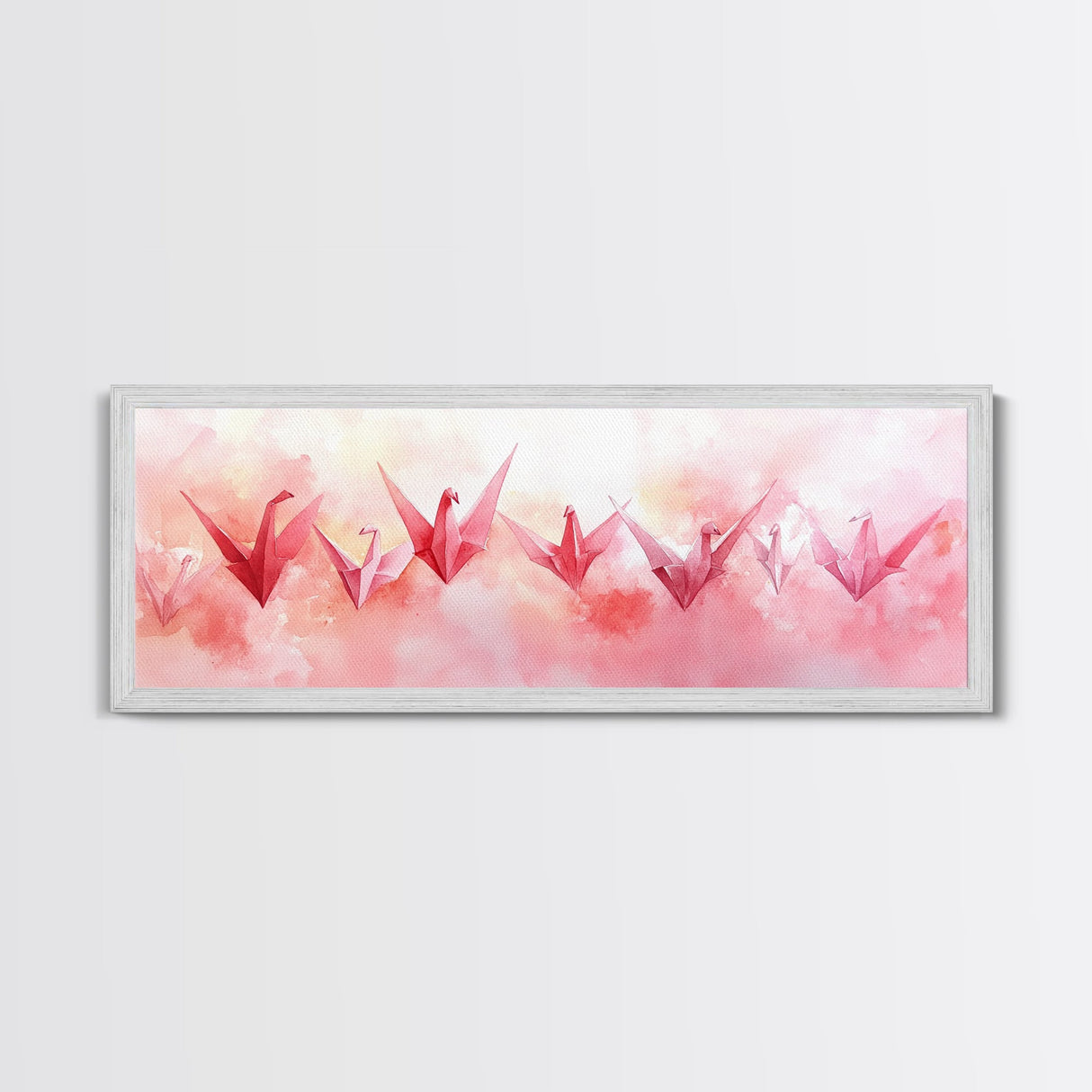 Origami Cranes Canvas Print Pink Wall Art Whimsical Decor Artistic Living Room Boho Minimalist Style Bedroom Gift Idea Artwork