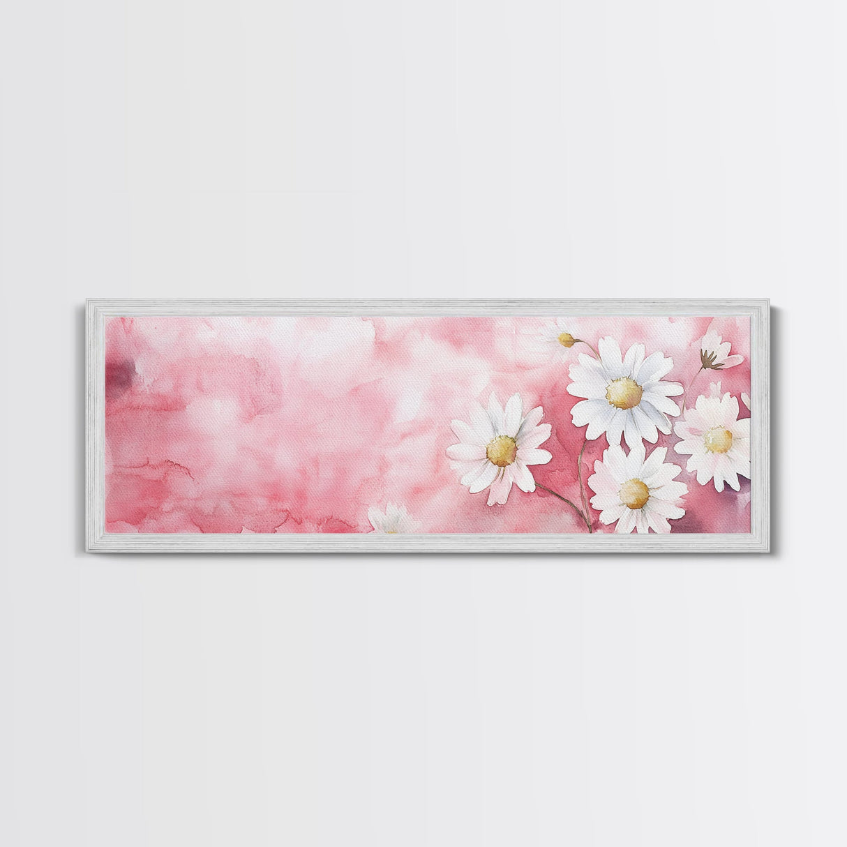 Daisy Flower Wall Art, Canvas Print, Light Pink and White Minimalist Artwork, Botanical Prints Style, Bedroom Whimsical Decor