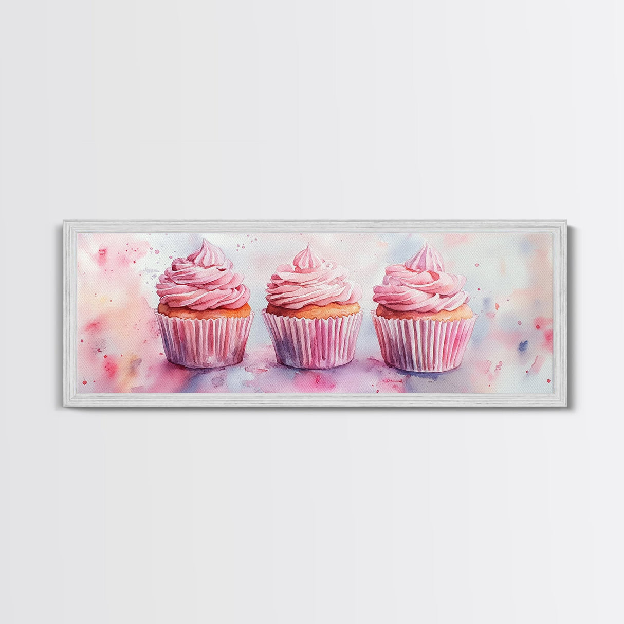 Elegant Cupcakes Canvas Print Horizontal Wall Art Wabi Sabi Art Pink Wall Kitchen Decor Minimalist Bakery Prints