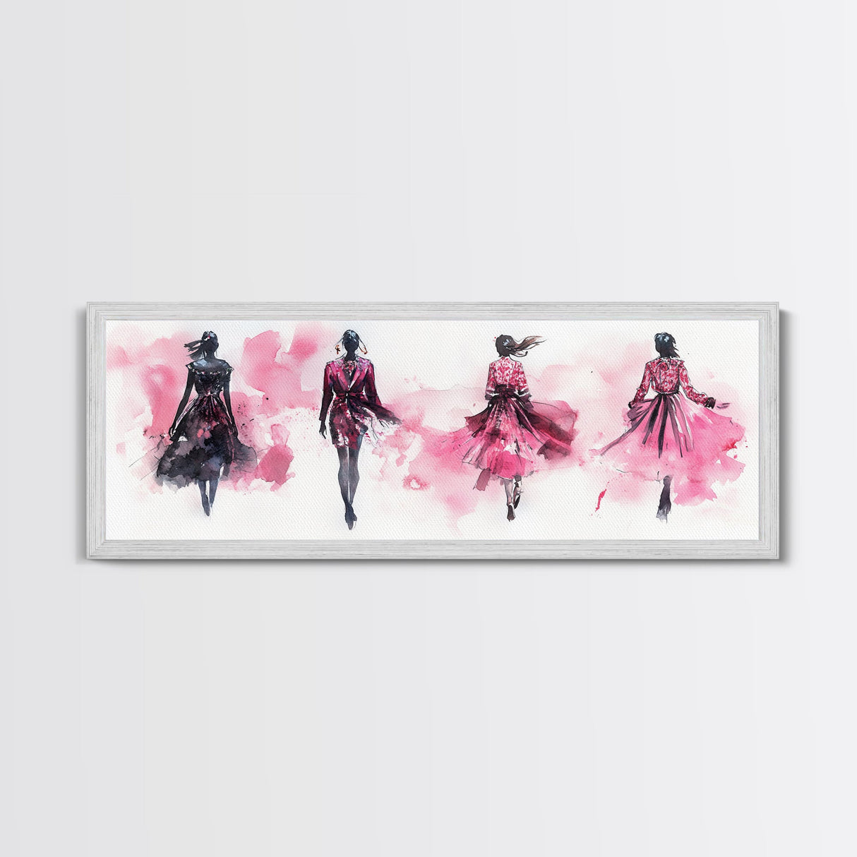 Fashion Silhouette Canvas Print Whimsical Art Pink Abstract Wall Art Minimalist Women’s Fashion Wall Art Bedroom Art Decor