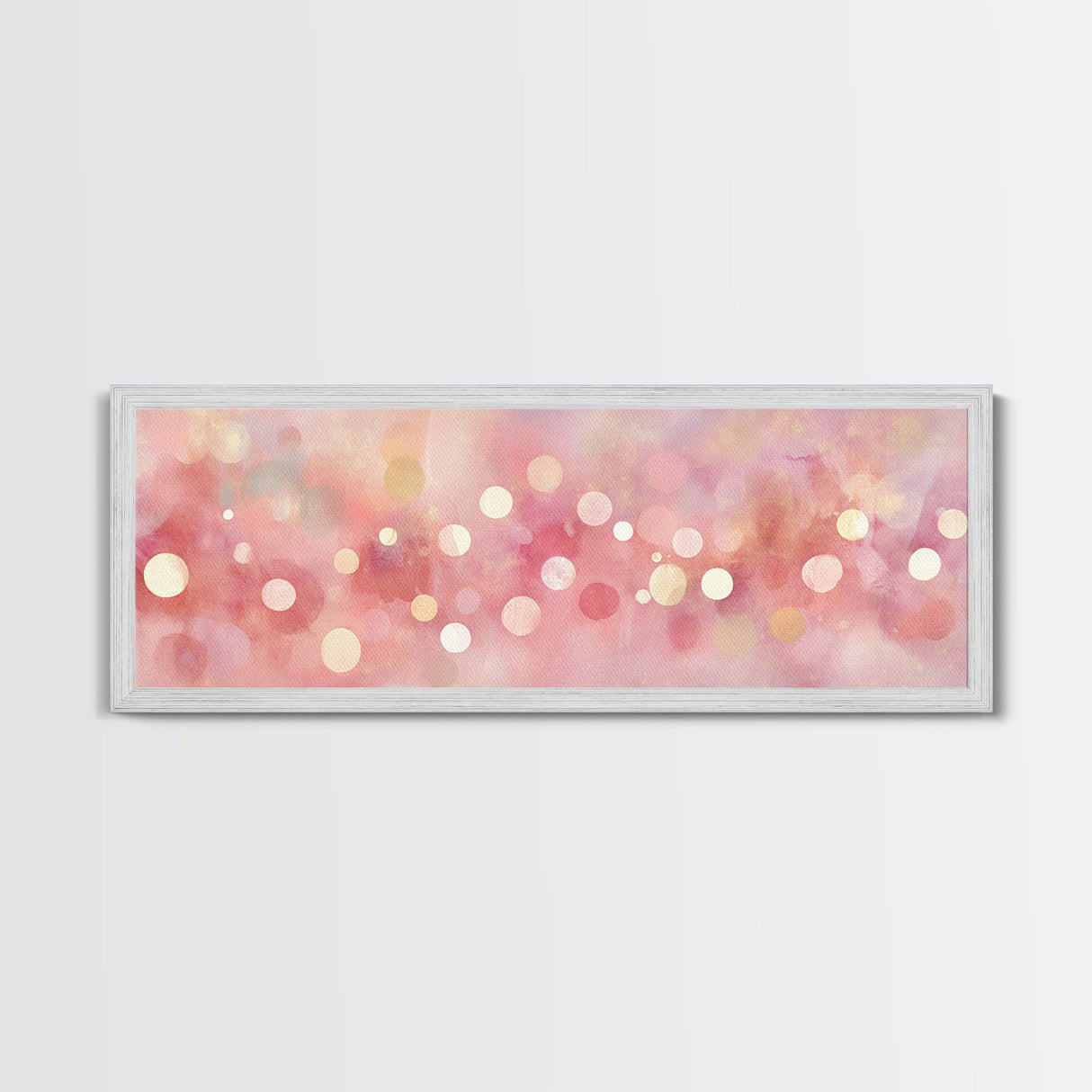 Framed Canvas Print of Light Pink Abstract Art with Geometric Circles Perfect as Dorm Wall Art or Minimalist Bedroom Wall Decor