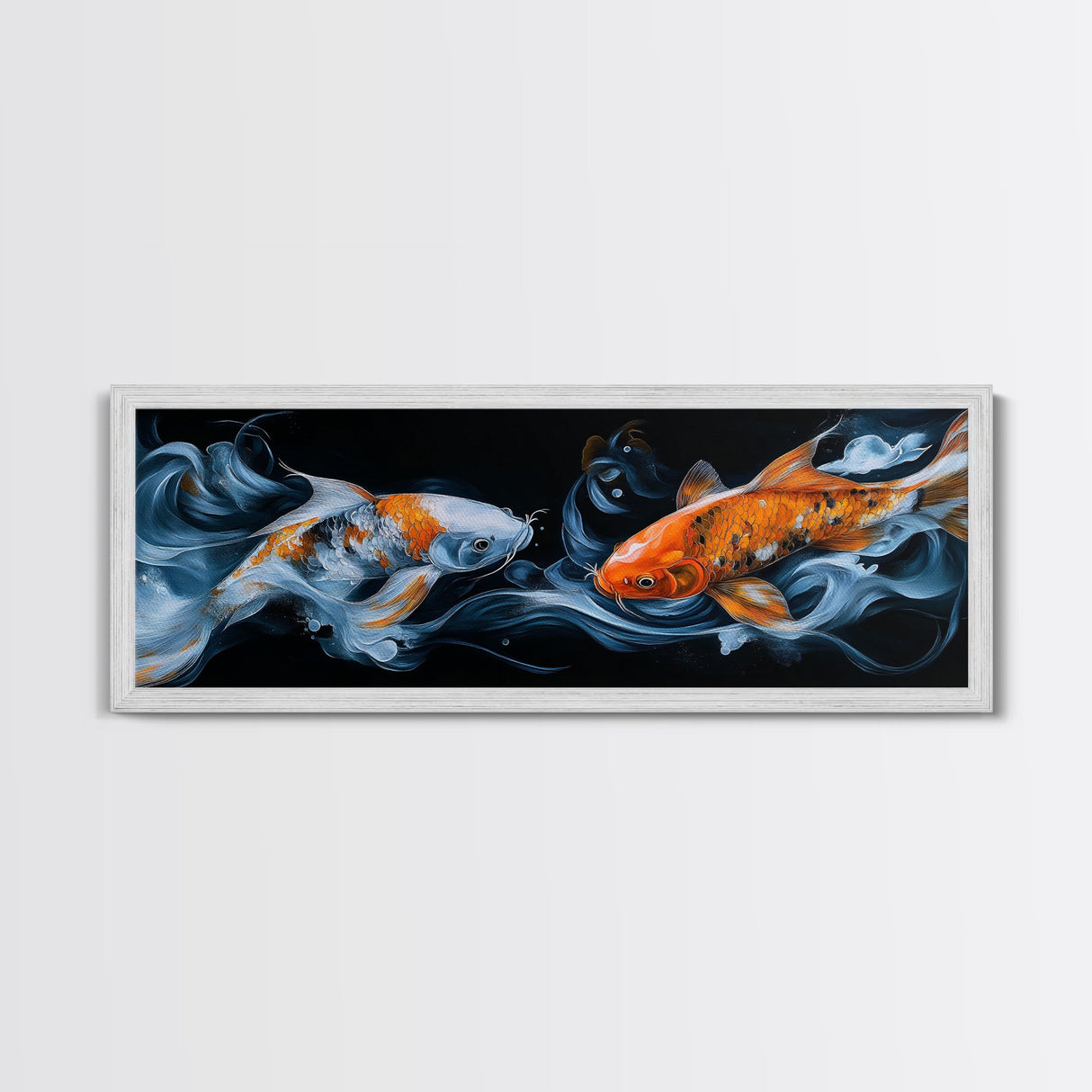 Dual Koi Serenity Canvas Print, Zen Wall Art, Coastal Wall Art, Rustic Decor, Teal Wall Art, Nautical Painting, Above Sofa Art