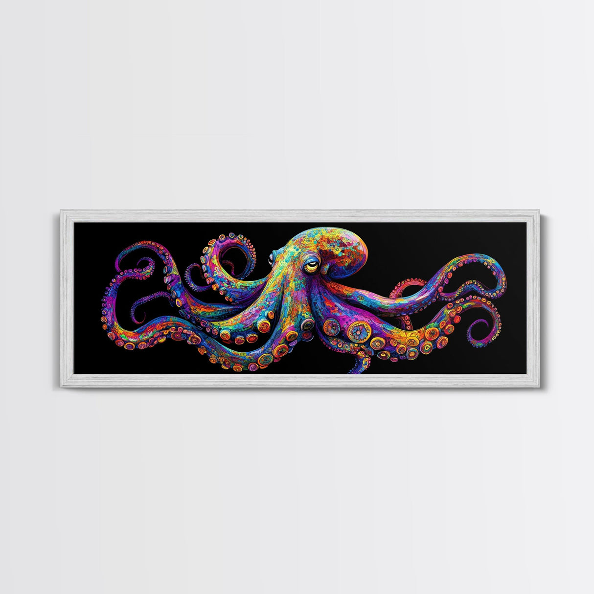 Vibrant Octopus Art Canvas Print Coastal Decor Nautical Wall Art Gift Idea Underwater Ocean Life Abstract Extra Wide Horizontal