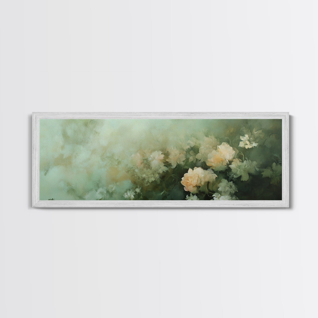 Soft Pastel Roses Framed Canvas Print – Rose Painting, Light Pink Wall Art, Rustic Wall Art, Minimalist Art, Guest Room Art