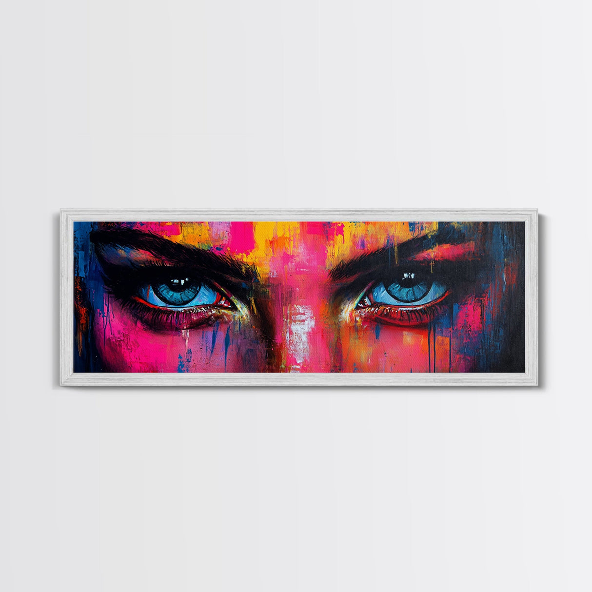 Vibrant Eyes Abstract Canvas Print, Modern Whimsical Wall Art, Colorful Art Gift Idea Bedroom Boho Artistic Expression Decor