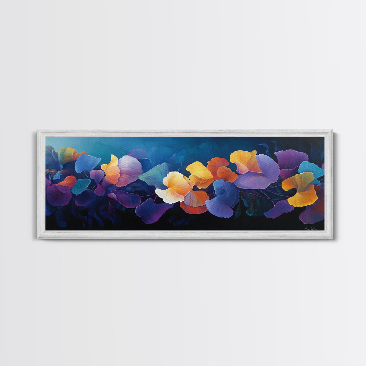 Botanical Canvas Print Floral Nature Art Extra Wide Pastel Decor Minimalist Horizontal Boho Bedroom Wall Art Above Couch Design