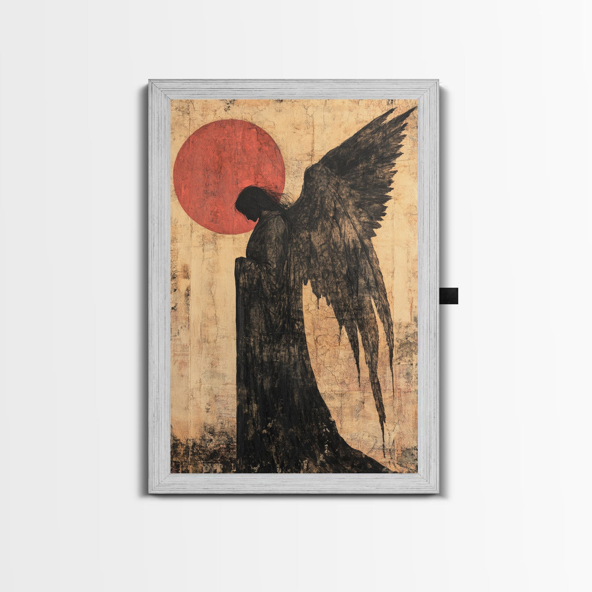 Dark Angel Silhouette Canvas Print Gothic Angel Art Prints Moody Abstract Artwork Dark Romance Wall Art Unique Gift Idea