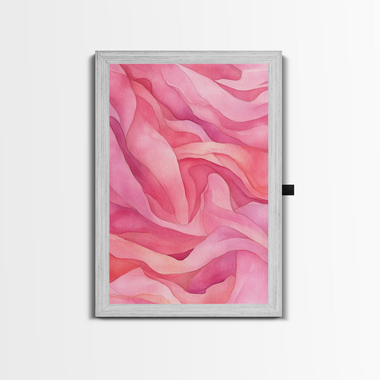 Flowing Abstract Pink Wave Art Framed Canvas Print | Feminine and Minimalist Bedroom or Living Room Aesthetic | Whimsical Art Decor