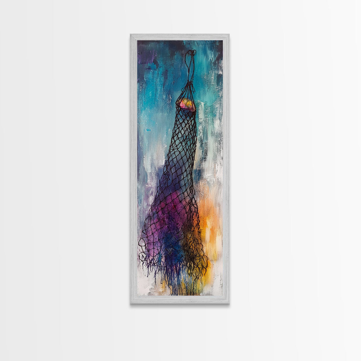 Fishing Net, nautical painting, ocean decor, rustic wall art, moody art, textured art, coastal decor, Canvas Print