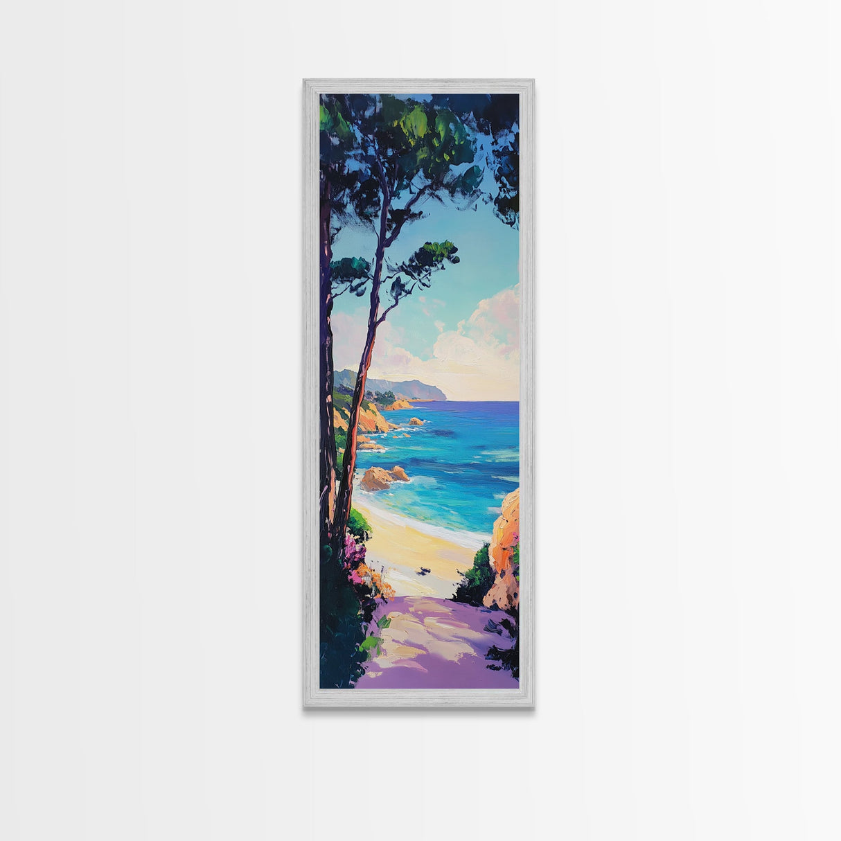 Coastal Cliffs, Nautical Wall Art, Coastal Decor, Ocean Painting, California Poppy Art, Seascape Painting, Canvas Print