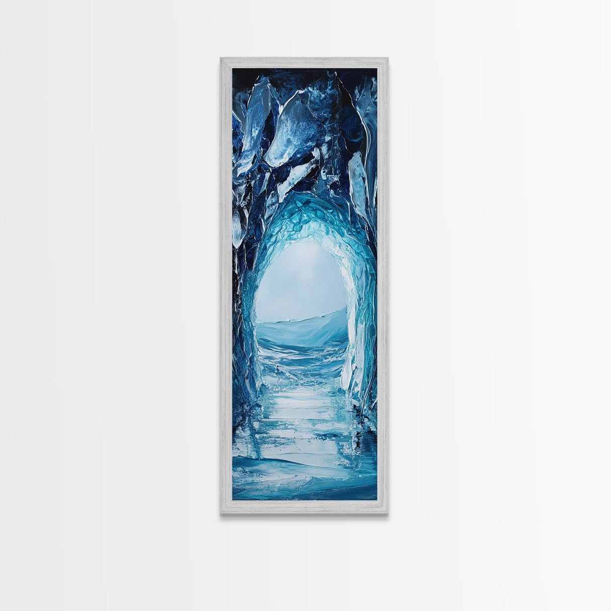 Ice Cave, Seascape Painting, Nautical Decor, Coastal Landscape Art, Blue and Green Wall Art, Abstract Art, Framed Canvas Print