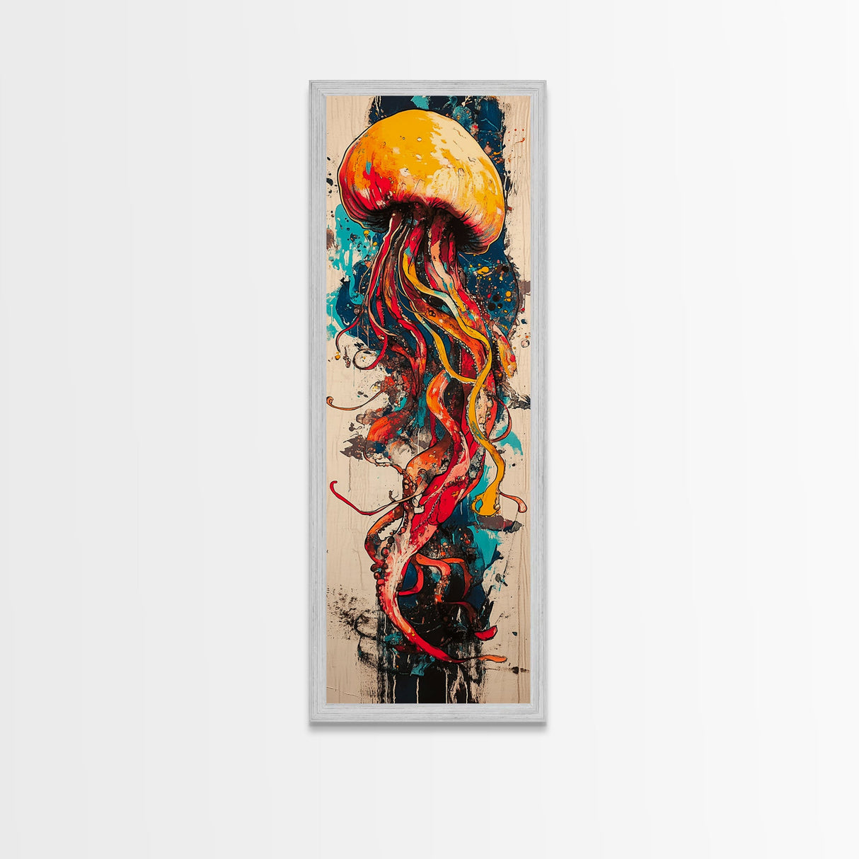 Jellyfish Painting, Ocean Art, Moody Art, Nautical Decor, Coastal Cowgirl Wall Art, Christmas, Framed Canvas Print, Bedroom Art