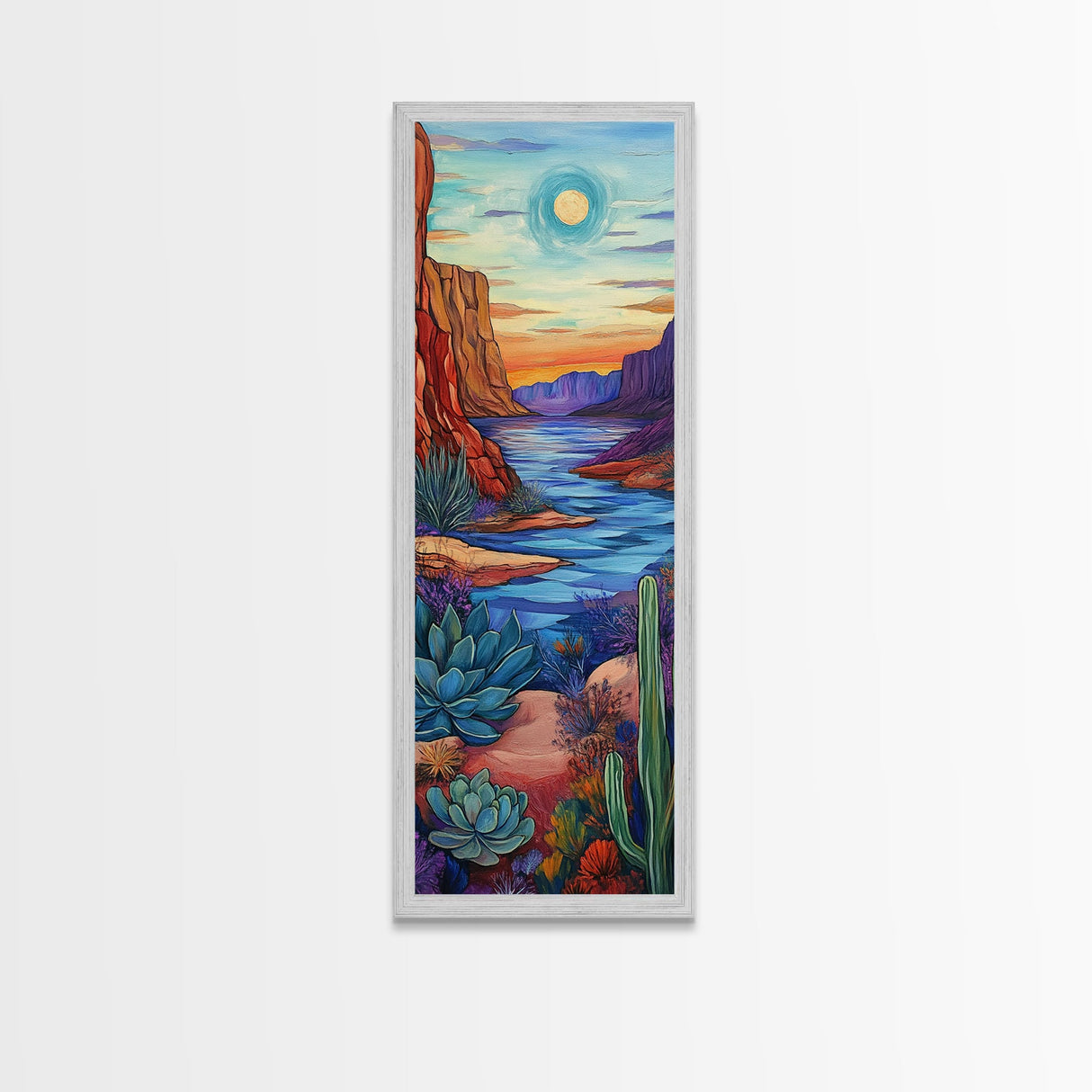Southwest wall art, desert landscape, Joshua tree art, agave painting, mountain painting, framed canvas print, above couch decor