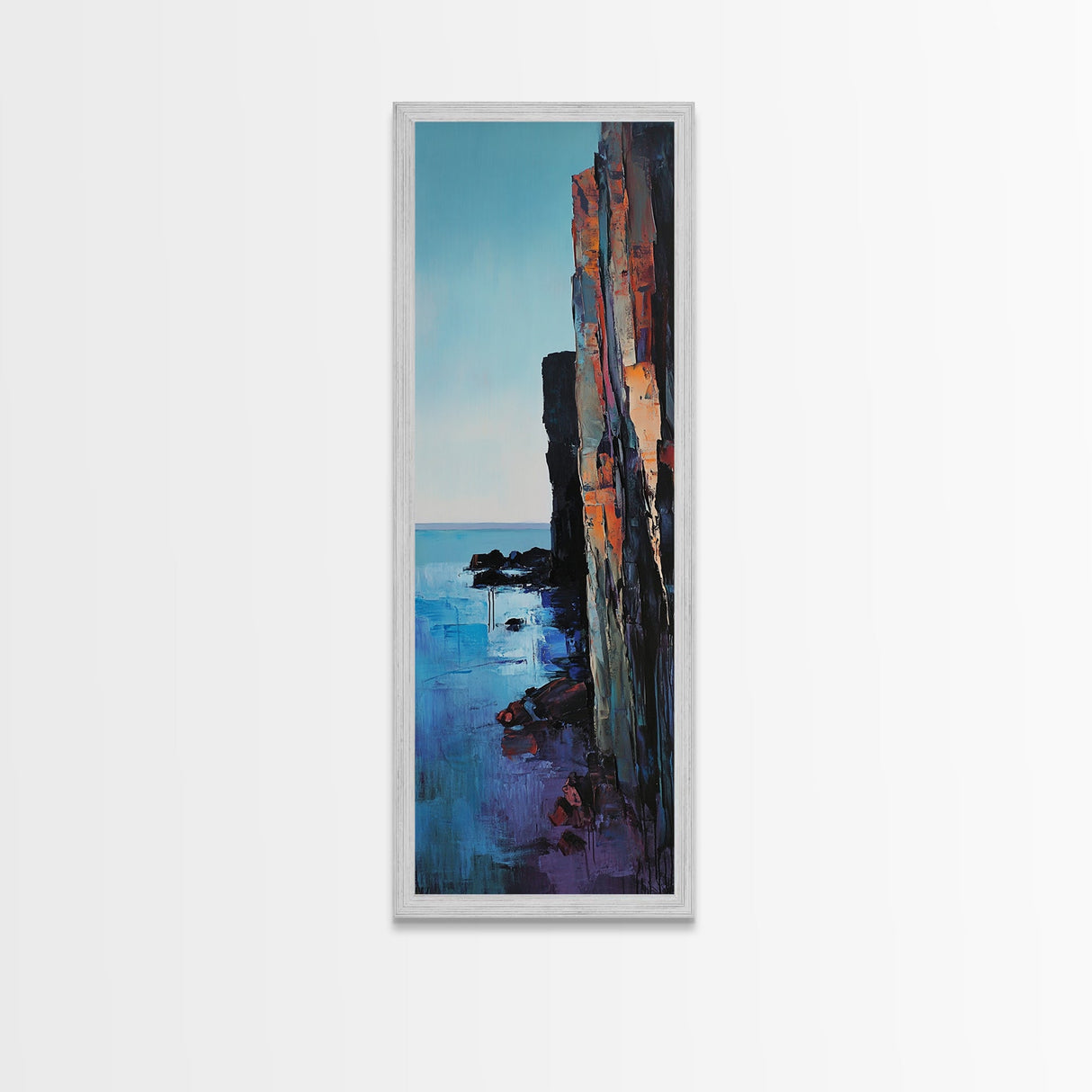 Cliffside, Ocean Horizon, Ireland Painting, Coastal Wall Art, Landscape Painting, Nautical Decor, Framed Canvas Print, Living Room Art