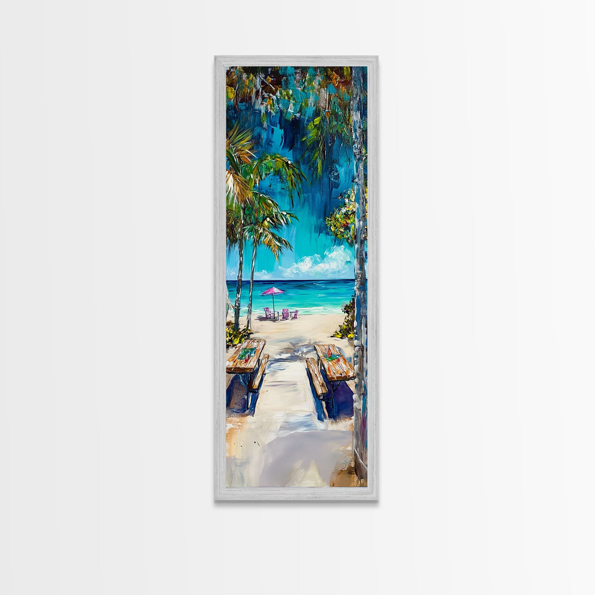 Beach Pathway, coastal wall art, tropical painting, ocean painting, palm tree painting, coastal decor, nautical painting, Canvas Print