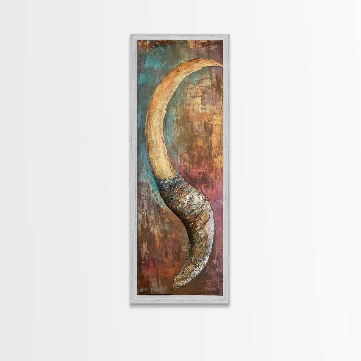 Rustic Horn, Earthy Tones, Abstract Nature, Canvas Print, southwest wall art, rustic wall art, boho art, wabi sabi art