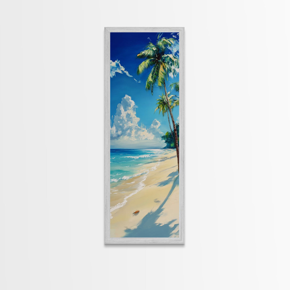 Palm Tree Beach, tropical decor, coastal cowgirl wall art, Hawaii art, framed canvas print, nautical painting, summer gift idea
