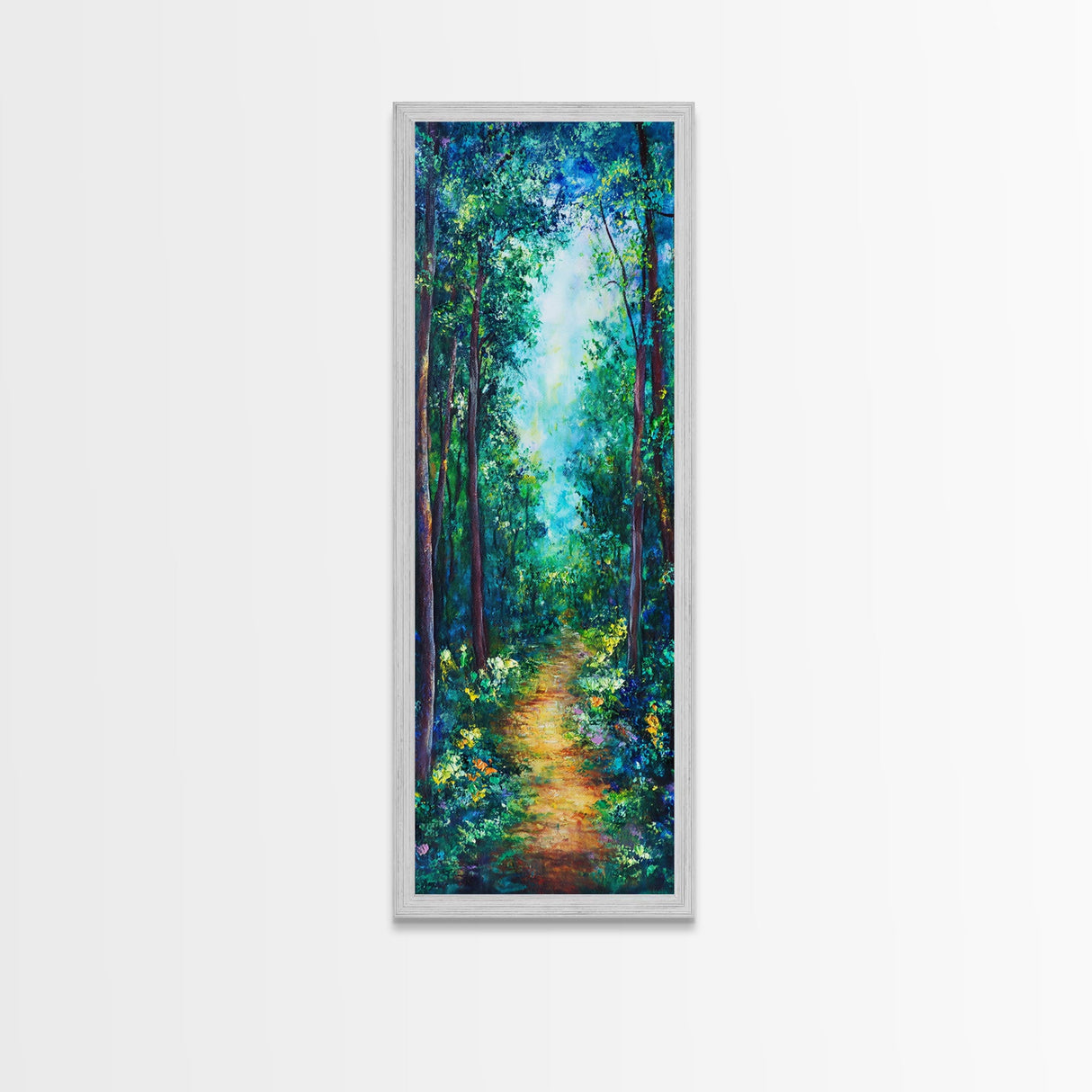 Forest Path Painting, Landscape Painting, Green Wall Art, Pine Tree Art, Above Sofa Art, Framed Canvas Print, Bedroom Art
