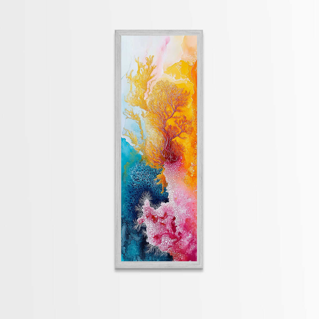 Abstract Coral, mosaic wall art, sacred geometry wall art, pink abstract art, blue and green wall art, zen wall art, canvas print