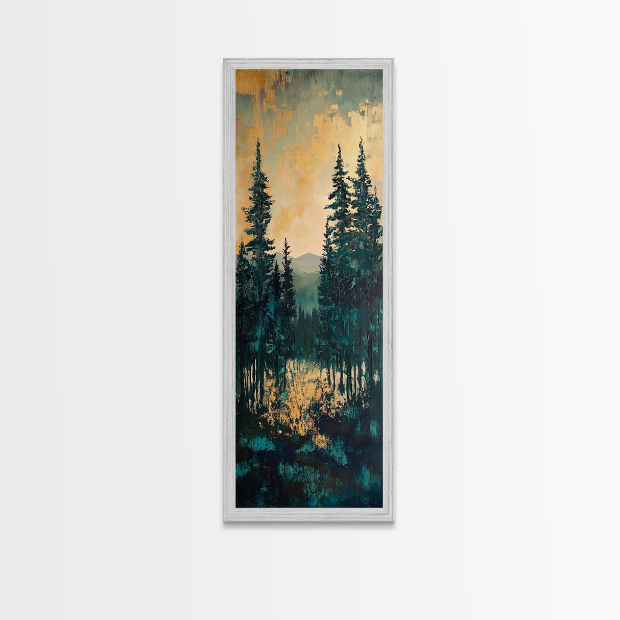 Forest Landscape, moody art, pine tree art, forest at dusk painting, mountain painting, rustic wall art, framed canvas print