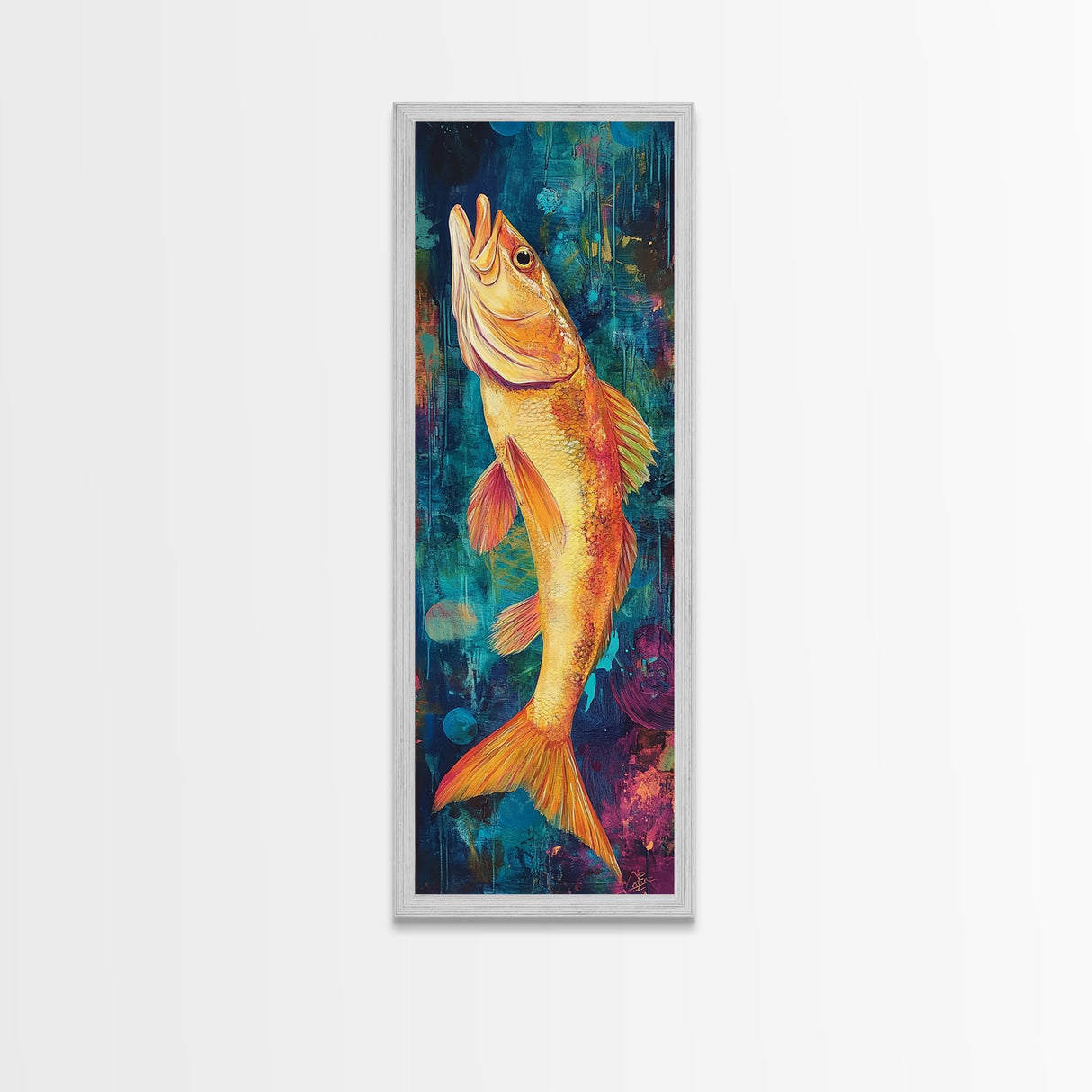 Vibrant, Fish Painting, Framed Canvas Print, koi fish painting, nautical painting, fly fishing art, coastal wall art, rustic decor, unique gift idea
