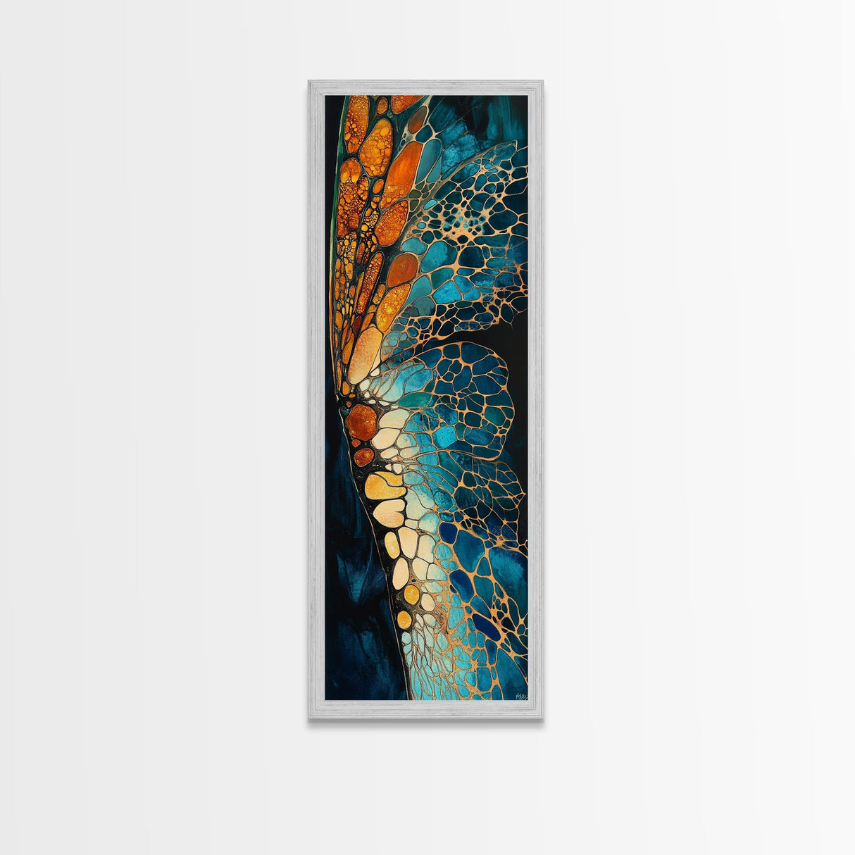 Butterfly wing, mosaic wall art, teal wall art, gemstone painting, sacred geometry wall art, framed canvas print, boho art