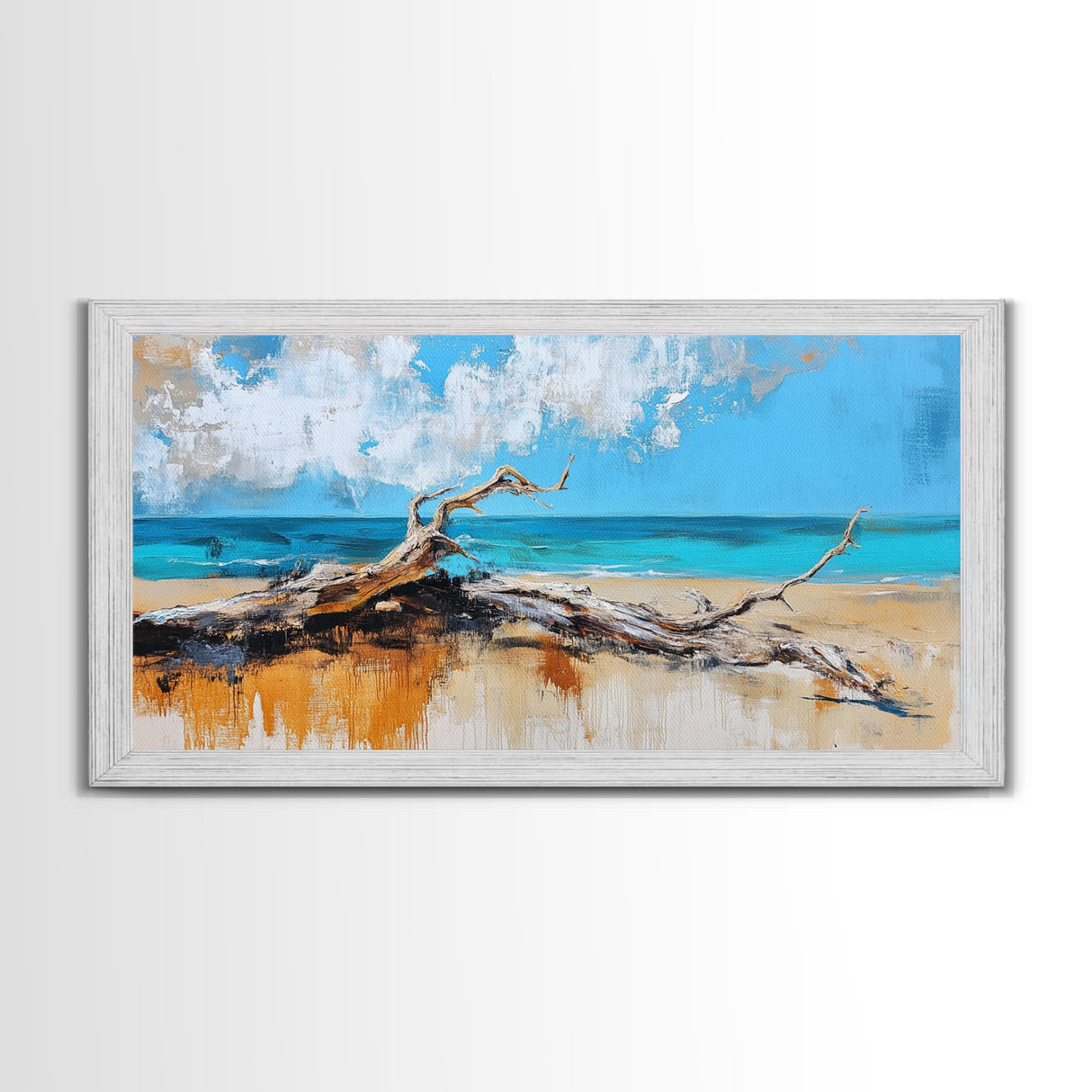 Seaside Driftwood, Nautical Wall Art, Rustic Decor, Coastal Wall Art, Beach House Art, Extra Wide Art, Canvas Print, Horizontal Wall Art
