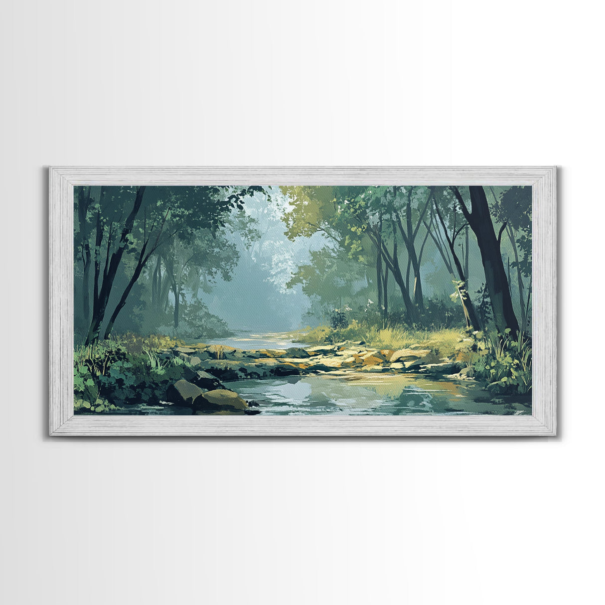 Misty Forest, Moody Art, Therapy Art, Joshua Tree Art, Landscape Painting, Wabi Sabi Wall Art, Nature Art, Framed Canvas Print