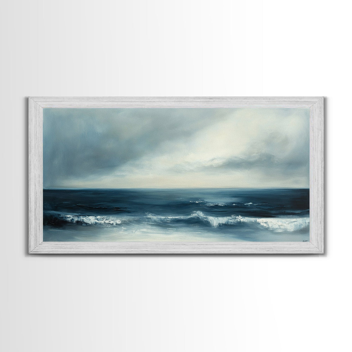 Moody Seascape, Dark Ocean, Panoramic Art, Canvas Print, Nautical Painting, Coastal Landscape Art, Extra Wide Art, Above Sofa Art