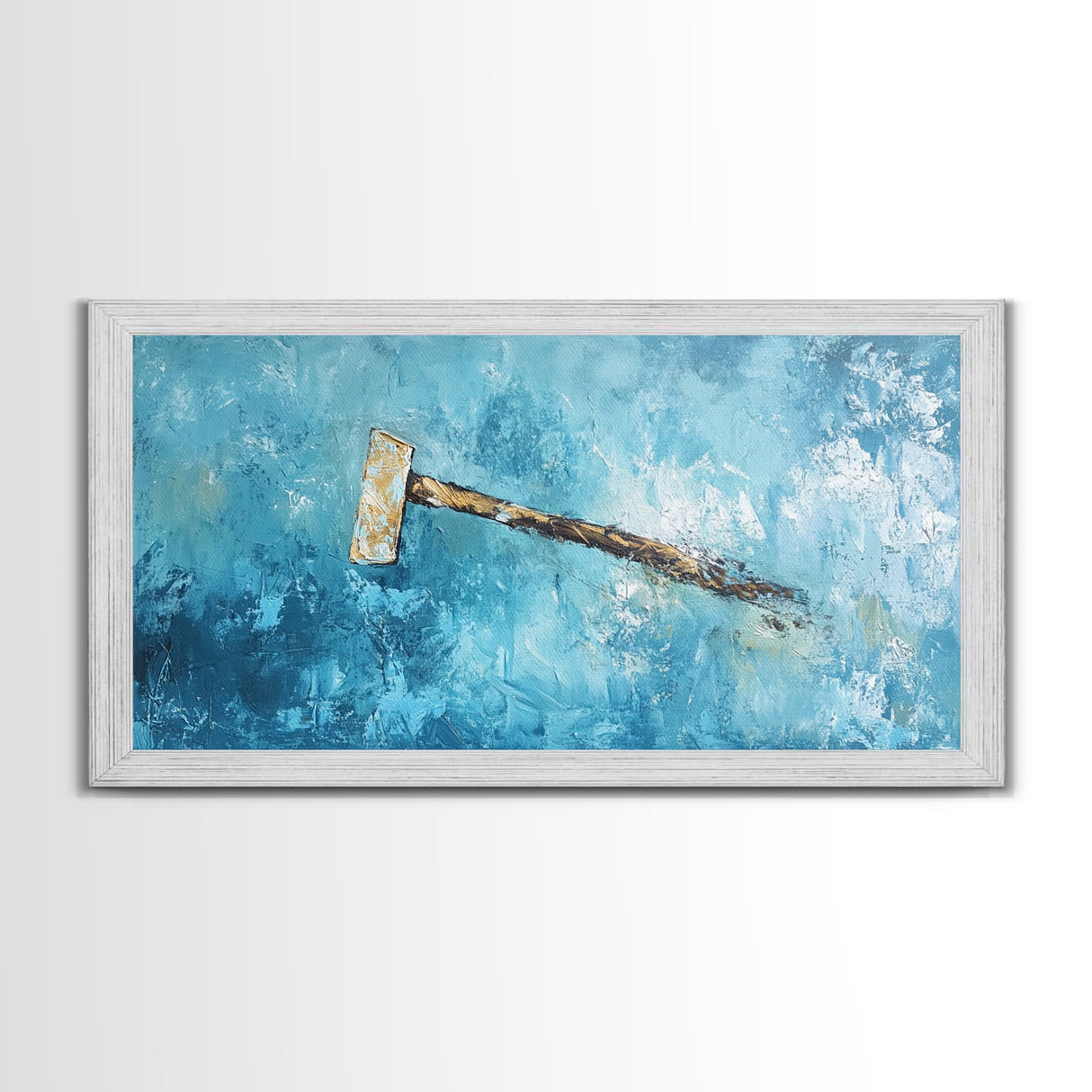 Wabi sabi art, minimalist art, framed canvas print, extra wide art, abstract painting, rustic wall art, textured blue wall decor