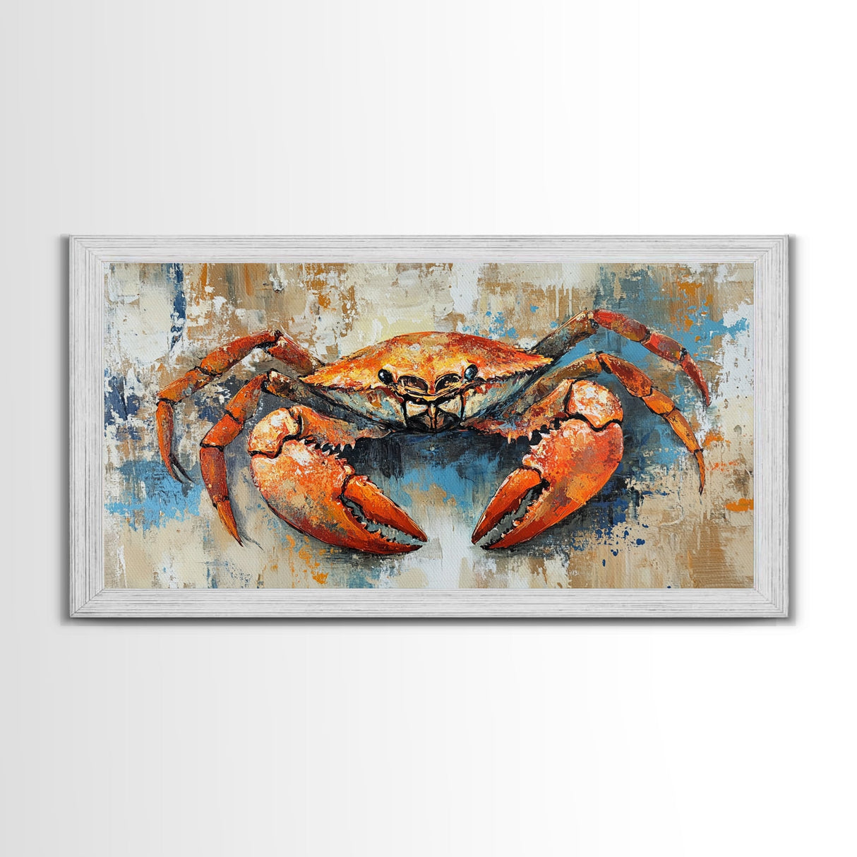 Crab Painting, Coastal Kitchen Art, Nautical Wall Art, Rustic Decor, Seafood Art, Maritime Art, Gift Idea for Him, Framed Canvas Print