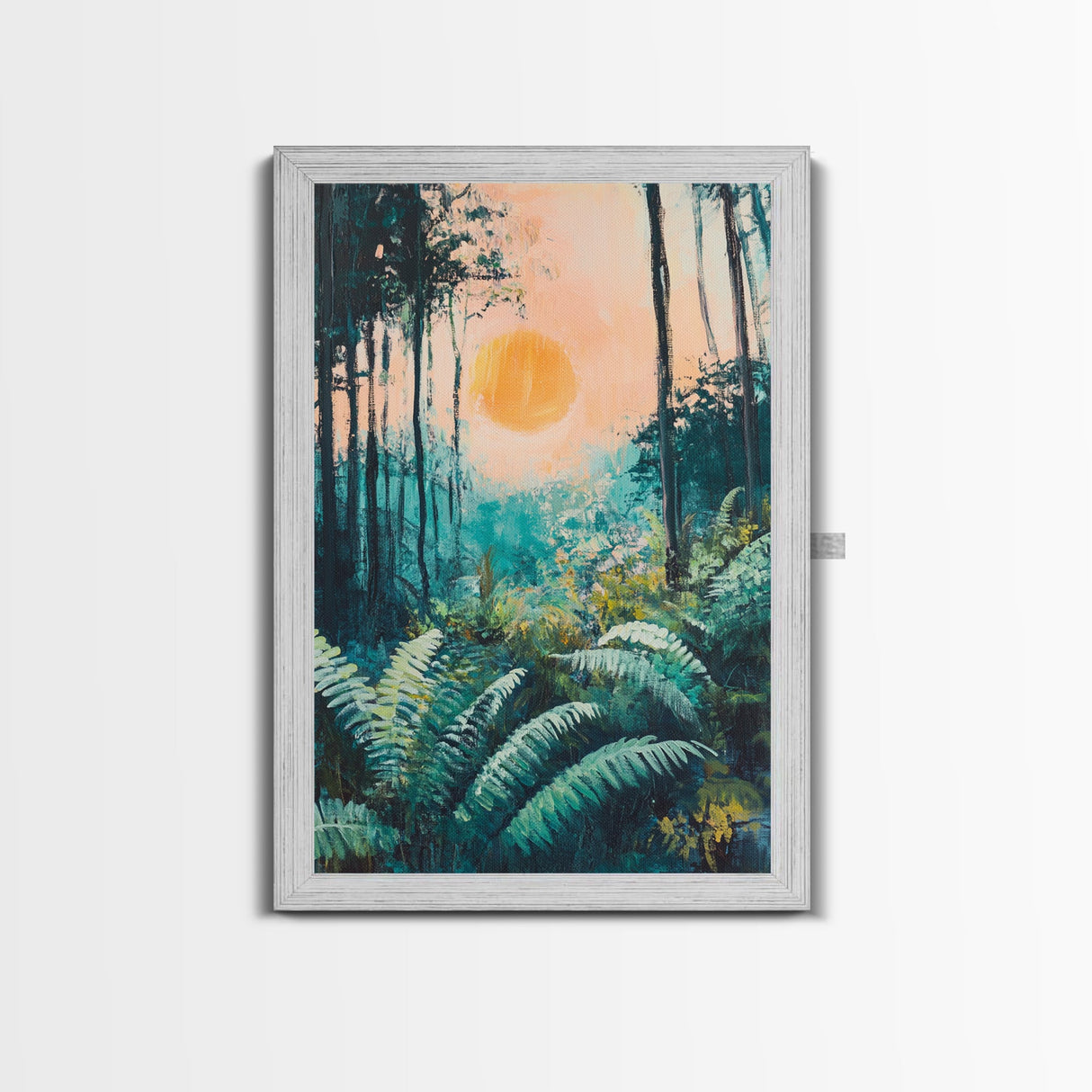 Forest Sunrise Painting, Nature Landscape, Golden Light Art, Pine Tree Art, Warm Moody Decor, Rustic Wall Art, Canvas Print