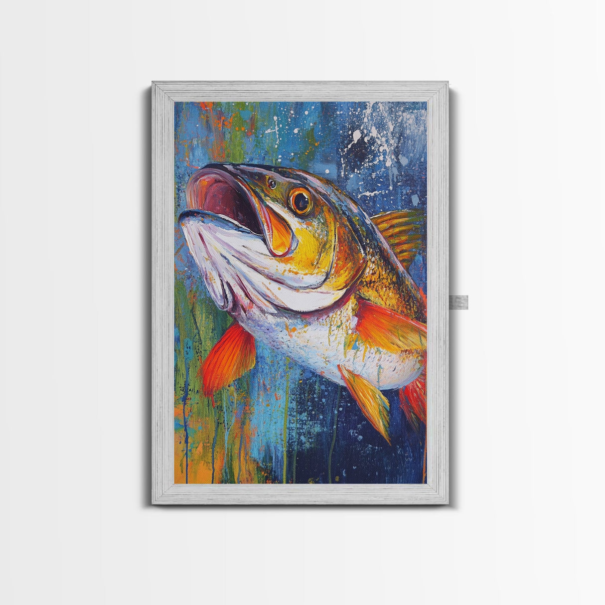 Trout Painting, Fly Fishing Art, Rustic Decor, Lake Tahoe Art, Nautical Wall Art, Coastal Decor, Framed Canvas Print, Gift Idea