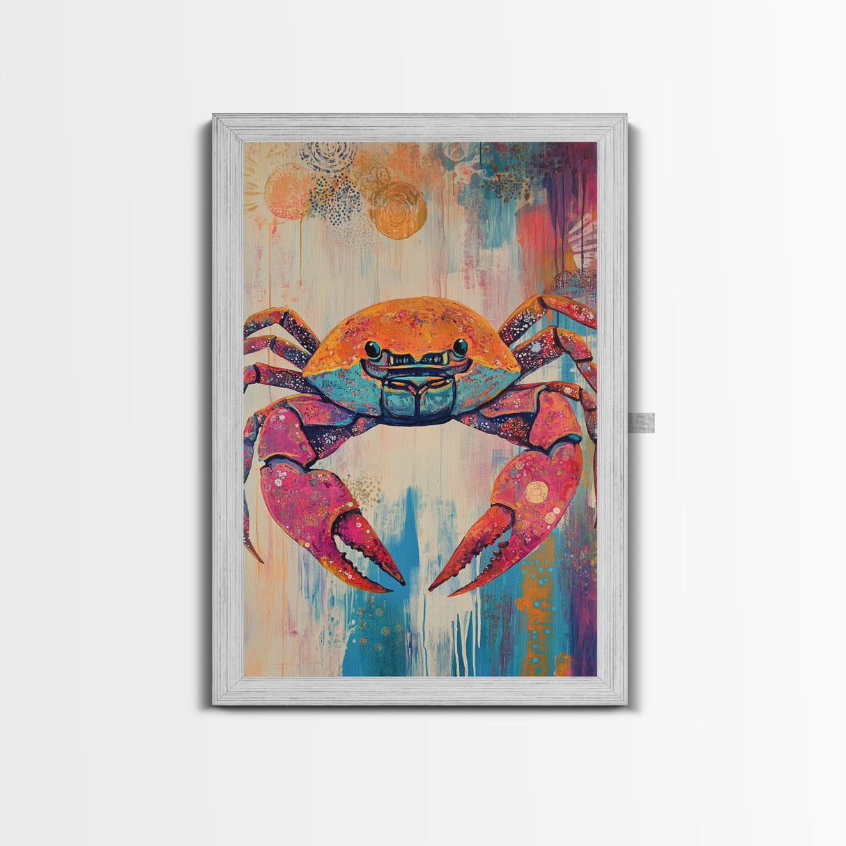 Vibrant Crab Art, Coastal Cowgirl Wall Decor, Nautical Painting, Ocean Wall Art, Beach House Decor, Canvas Print, Kitchen Wall Art