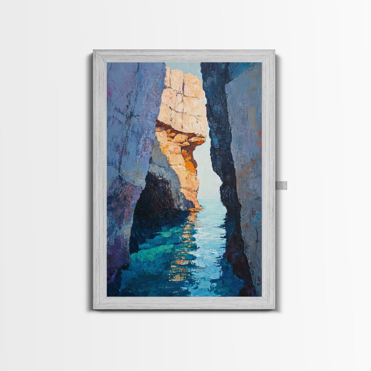 Secluded Cove, Coastal Landscape Art, Nautical Wall Art, Blue and Green Wall Art, Above Sofa Art, Extra Wide Art, Canvas Print