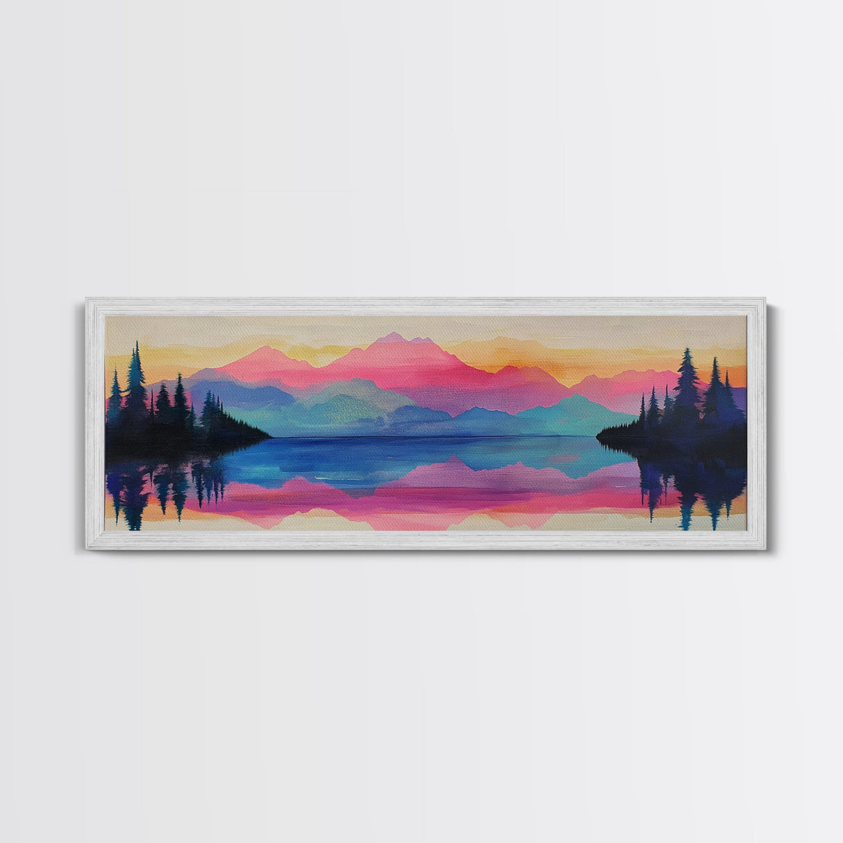 Vibrant Sunset Mountains Canvas Print - Abstract Landscape Wall Art, Colorful Nature Painting, Bold Statement Home Decor