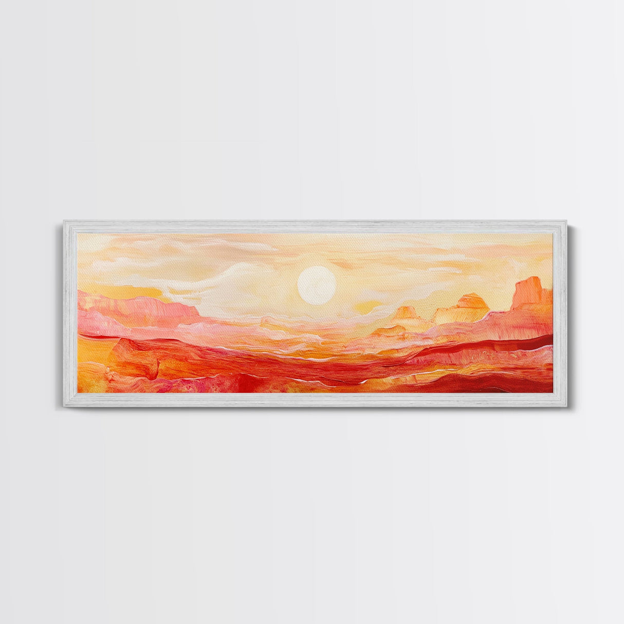 Desert Sunset Painting Warm Abstract Southwest Wall Art Minimalist Mountain Landscape Artwork Boho Home Decor Canvas Print