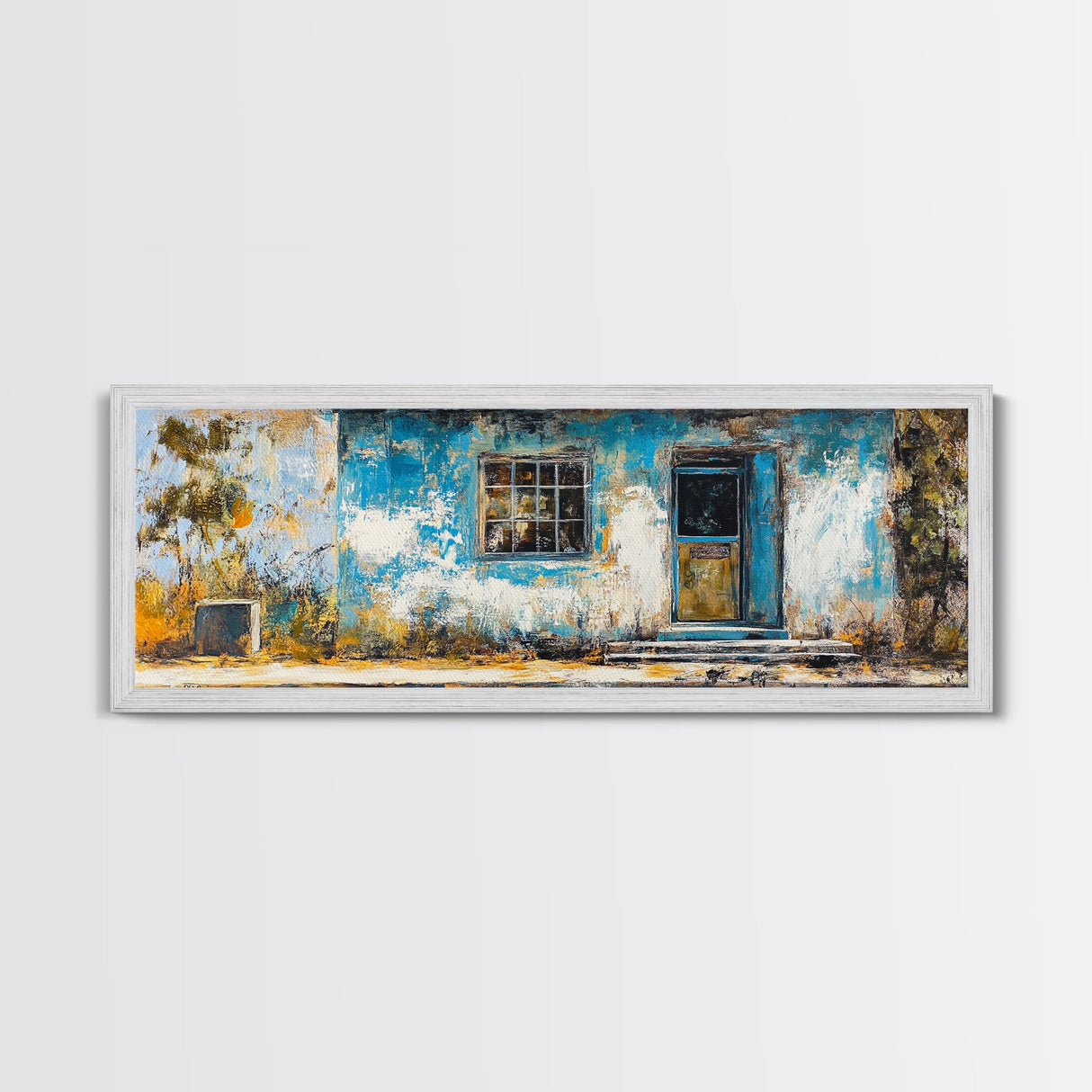 Weathered House Framed Canvas Print Rustic Wall Art, Home Decor, Old Building Painting, Shabby Chic Artwork, Farmhouse Aesthetic