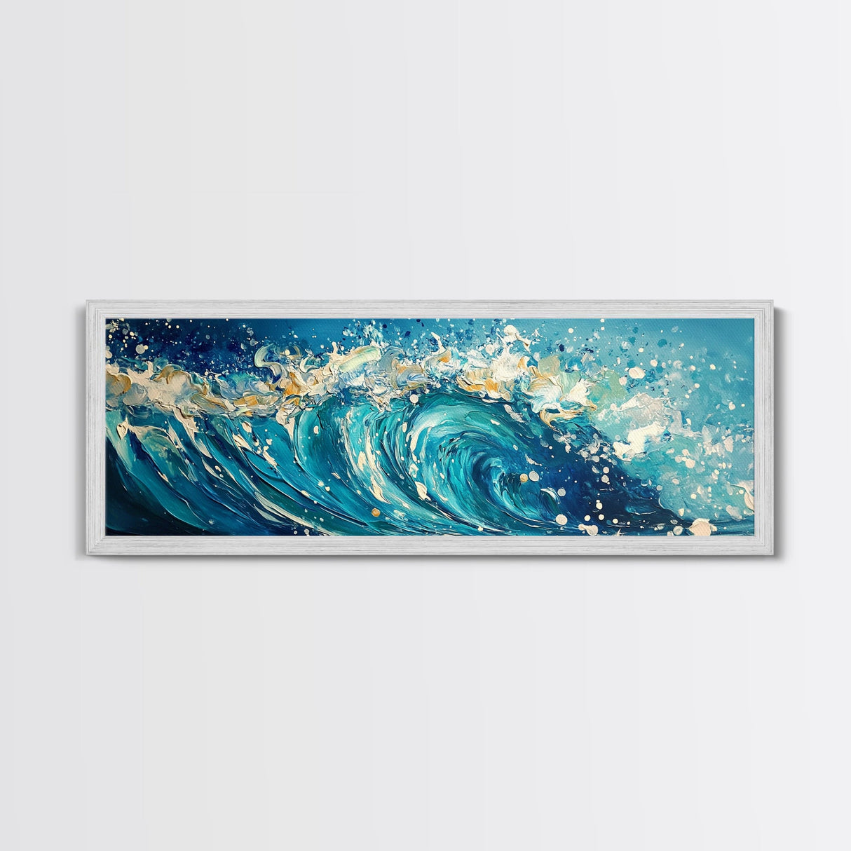 Ocean Wave, Blue Coastal Wall Art, Water Splash Painting, Beach House Decor, Canvas Print, Nautical Style, Bathroom Artwork