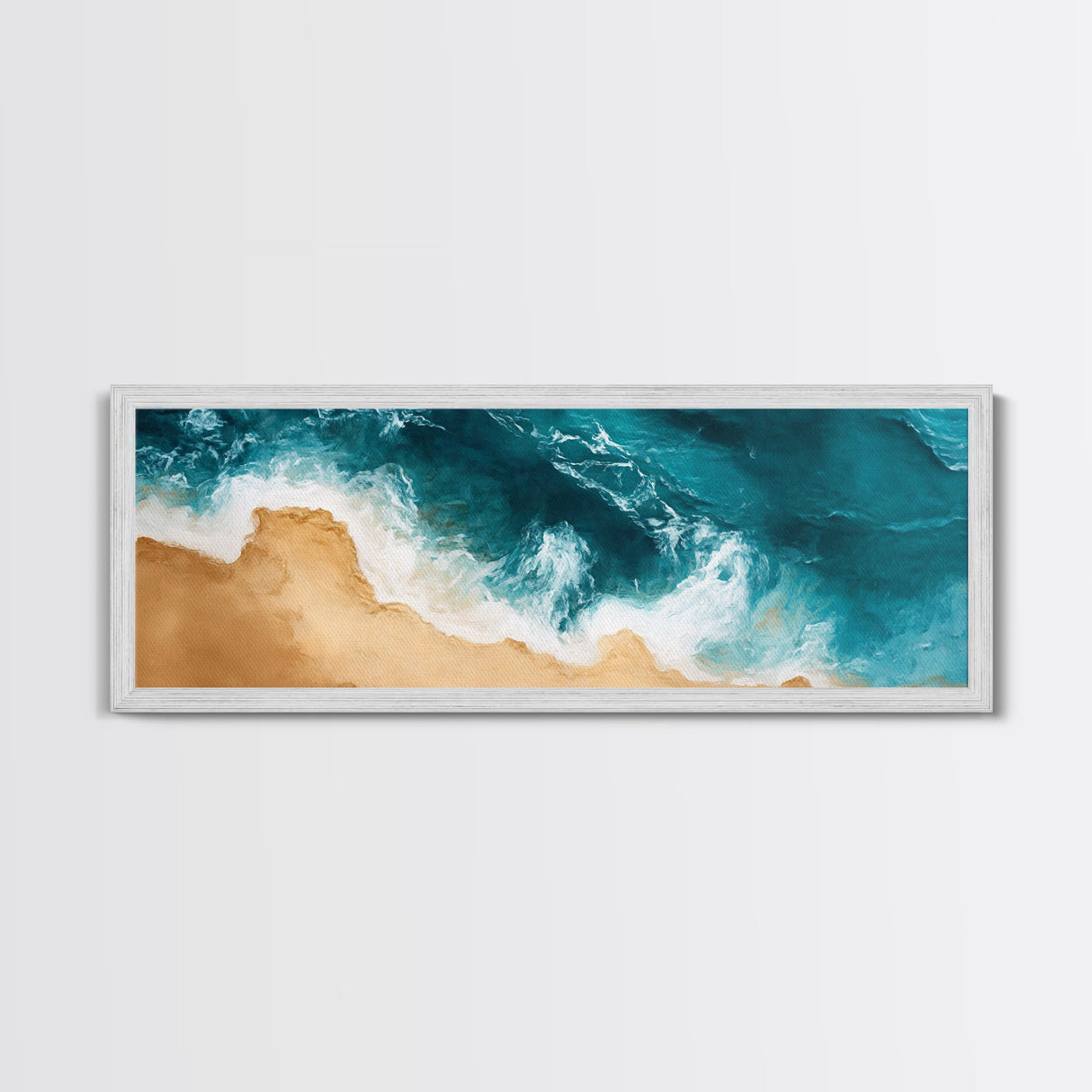 Aerial Beach View Canvas Print Abstract Seascape Painting, Ocean Waves , Nautical Coastal Wall Art, Minimalist Home Decor